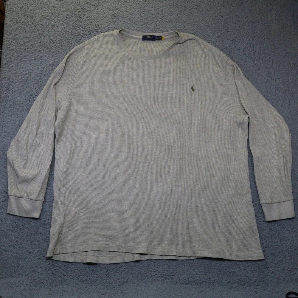 Polo Ralph Lauren Mens 3XLT Waffle Knit Thermal Long Sleeve Shirt Oatmeal Beige